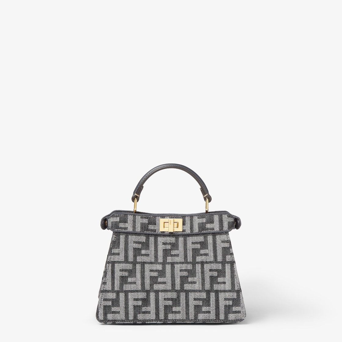 FENDI Peekaboo ISeeU Petite Dark blue denim-effect FF jacquard bag - Image 1